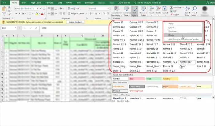Định dạng phức tạp và nhiều công thức là nguyên nhân chính khiến file Excel bị nặng