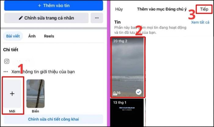 Cách thêm story mới vào Tin nổi bật trên Facebook qua điện thoại