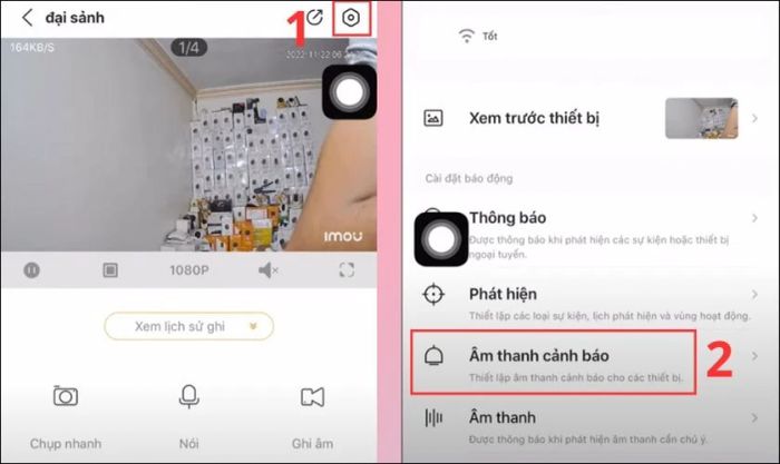 Hướng dẫn cách bật âm thanh báo động trên Camera IMOU