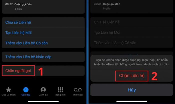 Cuộn xuống dưới và chọn tùy chọn Chặn người gọi
