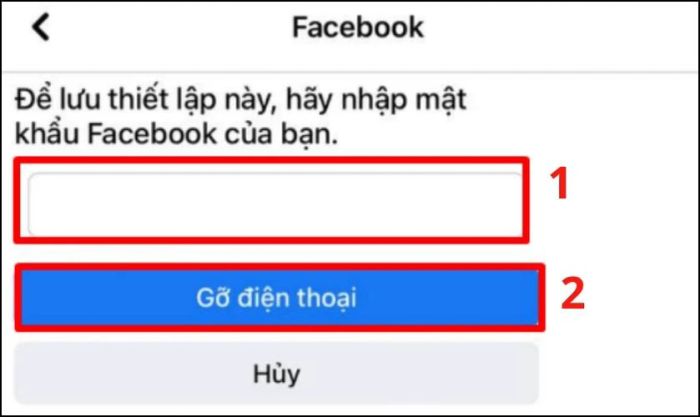 Nhập mật khẩu và nhấn Gỡ điện thoại