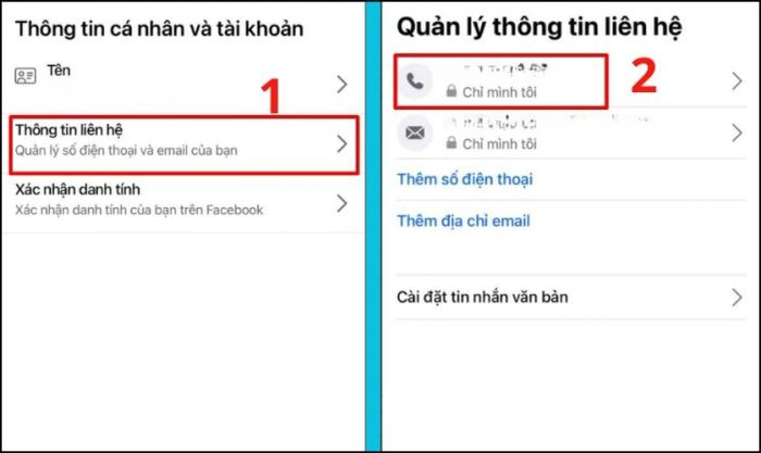 Nhấn chọn Thông tin liên hệ