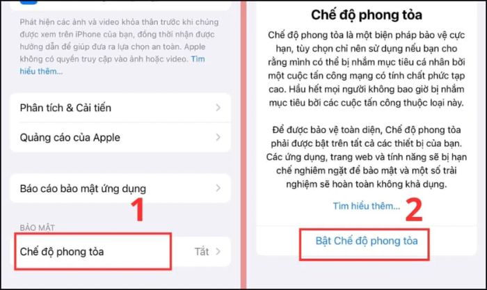 Kích hoạt chế độ phong tỏa trên iPhone