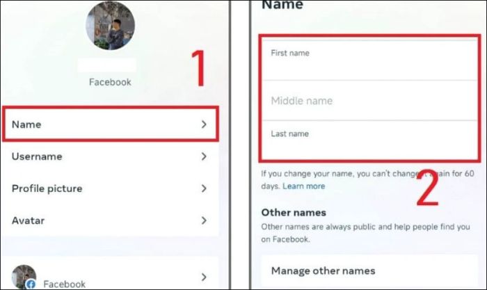 Nhấn vào Name để nhập và cập nhật tên mới