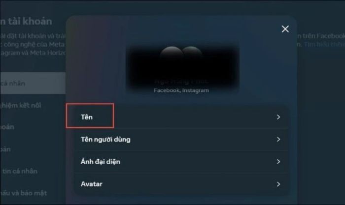 Nhấn vào mục Tên để tiến hành chỉnh sửa