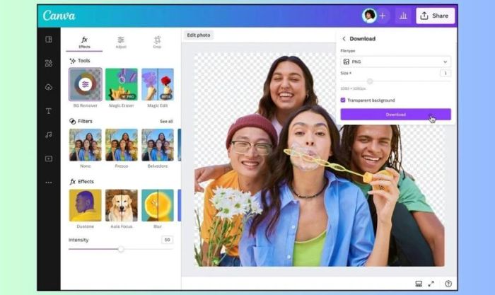 Cắt nền bằng Canva