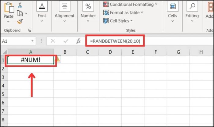 Lỗi #NUM khi dùng hàm Random trong Excel