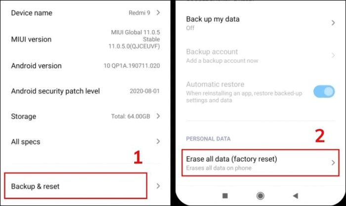 Sao lưu dữ liệu trước khi tiến hành reset điện thoại Xiaomi