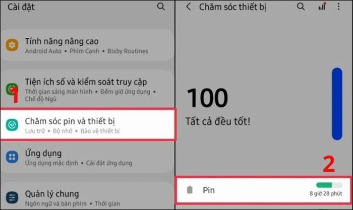 Hướng dẫn kích hoạt sạc nhanh trên Samsung thông qua Cài đặt