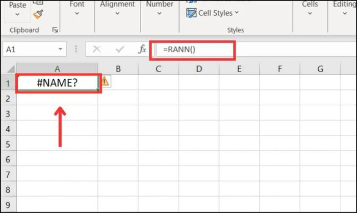 Lỗi #NAME khi dùng hàm Random trong Excel