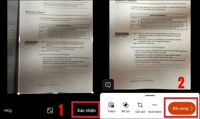Chỉnh sửa tài liệu và nhấn Đã xong để kết thúc quá trình quét.