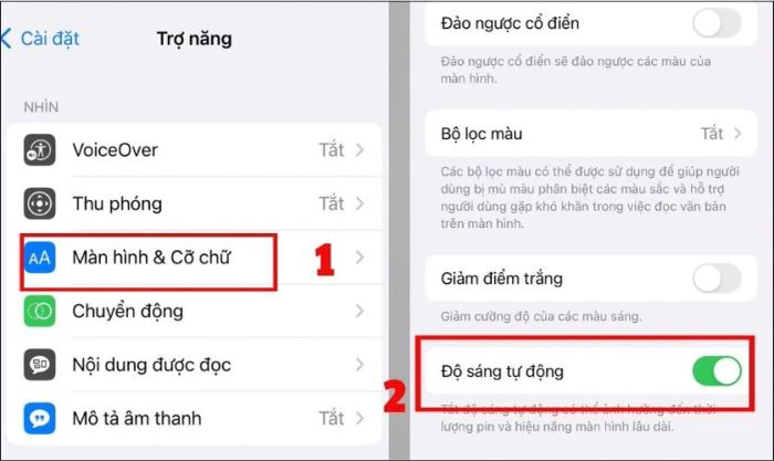 Kích hoạt chế độ tự động điều chỉnh ánh sáng để tối ưu hóa thời lượng pin trên iPhone chạy iOS 16.