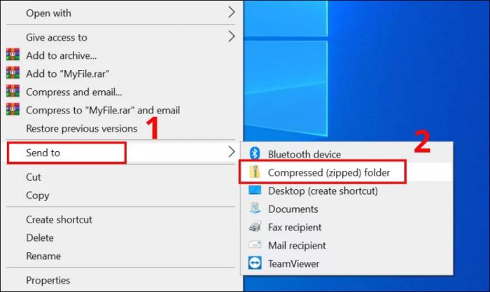 Hướng dẫn tạo file ZIP thông qua menu ngữ cảnh trên Windows
