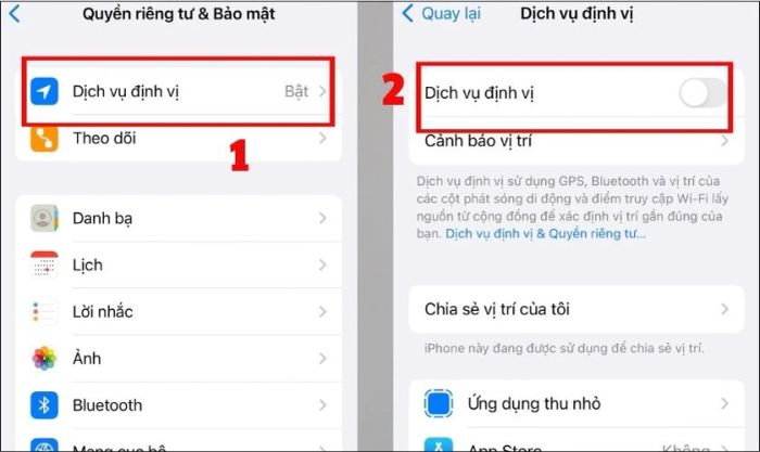 Tắt tính năng định vị là một phương pháp hiệu quả để tiết kiệm pin trên iPhone chạy iOS 16