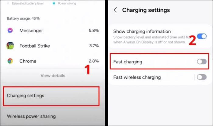 Gạt nút sang trái để vô hiệu hóa tính năng Sạc nhanh Xiaomi