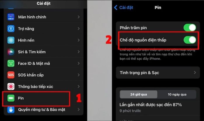 Kích hoạt chế độ Low Power Mode