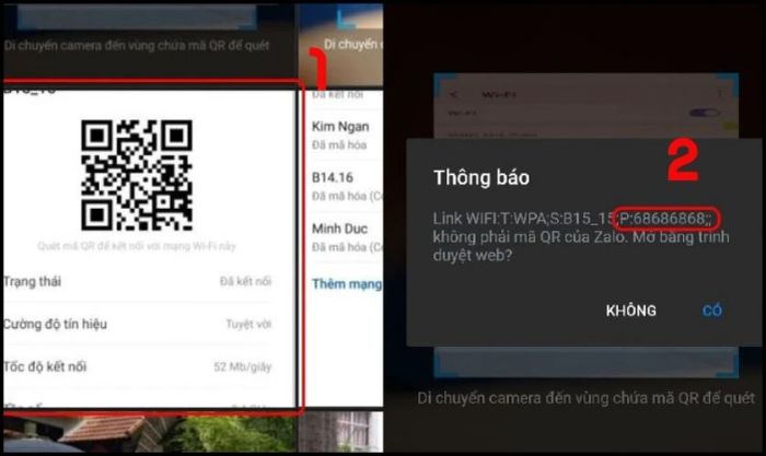 Quét mã QR từ bước 1 và kiểm tra mật khẩu
