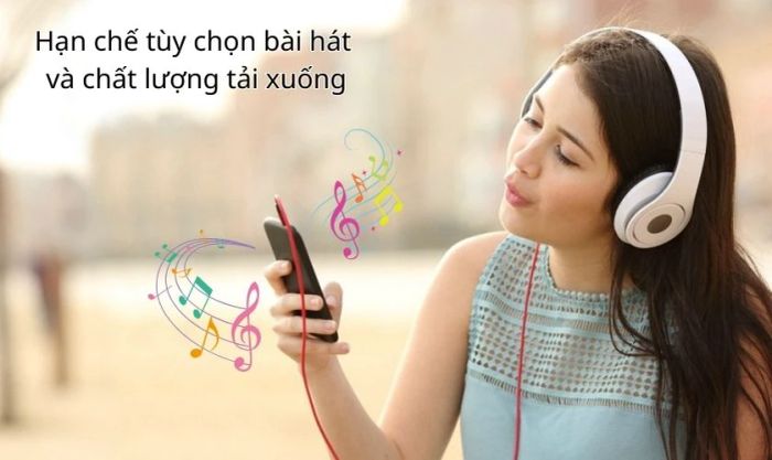 Phiên bản miễn phí bị giới hạn về chất lượng và số lượng bài hát tải xuống