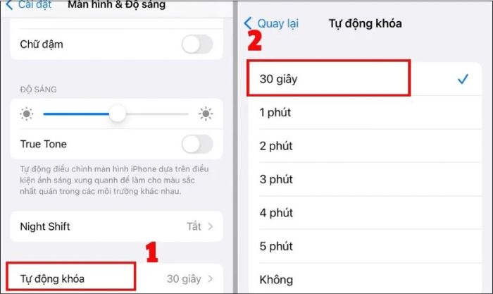 Kích hoạt chế độ tự động khóa màn hình để tối ưu hóa thời lượng pin trên iPhone chạy iOS 16