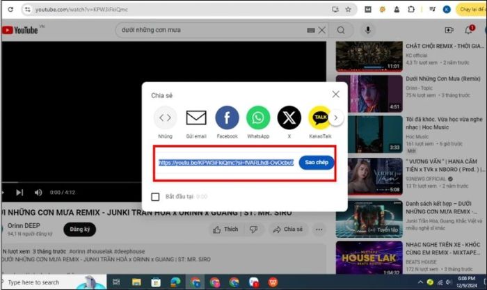 Sao chép đường dẫn của bài hát bạn muốn tải về điện thoại