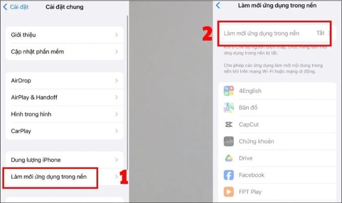 Vô hiệu hóa chế độ làm mới ứng dụng nền để tiết kiệm pin trên iPhone chạy iOS 16