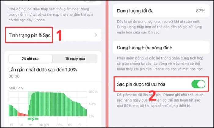 Hướng dẫn nhanh bật tính năng sạc pin tối ưu hóa