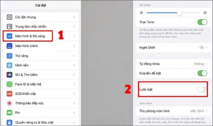 Tắt chế độ Always-On Display để tối ưu hóa thời lượng pin trên iPhone chạy iOS 16