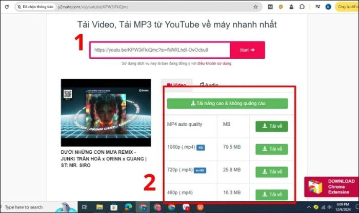 Truy cập trang web tải nhạc và dán đường link đã sao chép vào