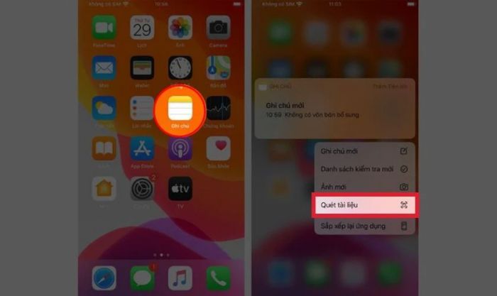 Quét ảnh trên iPhone bằng ứng dụng Ghi chú.
