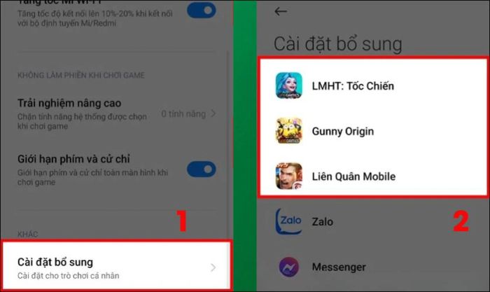 Cuộn xuống và chọn mục Cài đặt bổ sung