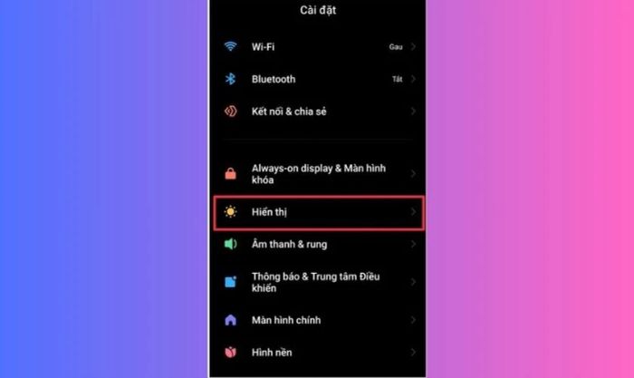 Chọn mục Hiển thị để bắt đầu quá trình tùy chỉnh