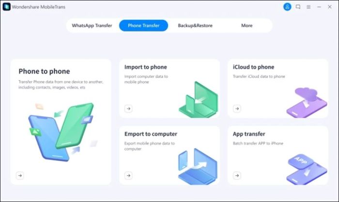 Sử dụng MobileTrans để di chuyển dữ liệu từ Xiaomi sang iPhone