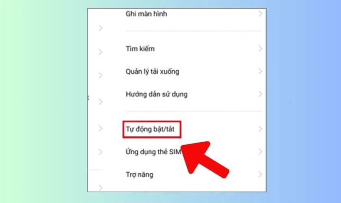 Tính năng tự động bật/tắt