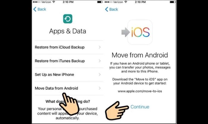 Mở Cài đặt và chọn tùy chọn Chuyển dữ liệu từ Android