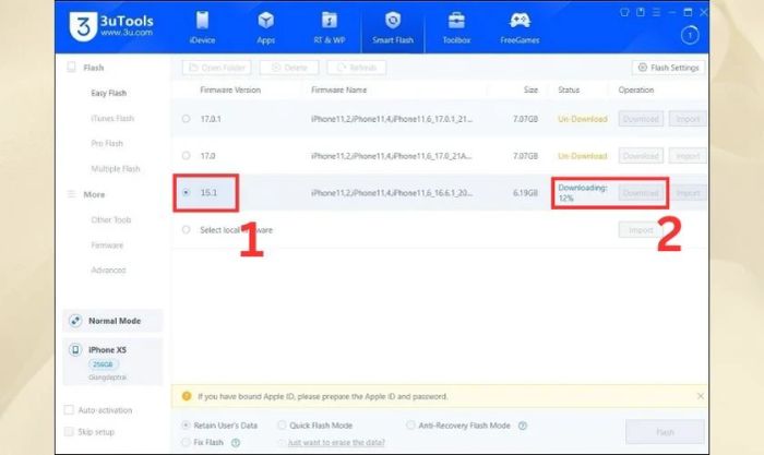 Lựa chọn phiên bản iOS