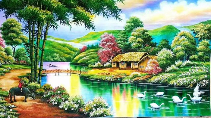 Ảnh vẽ tranh quê hương chất lượng 4k sắc nét
