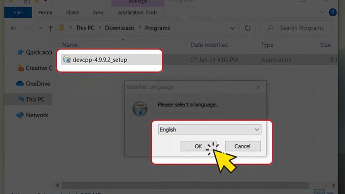 Hướng dẫn cài đặt Dev C++ - bước 1