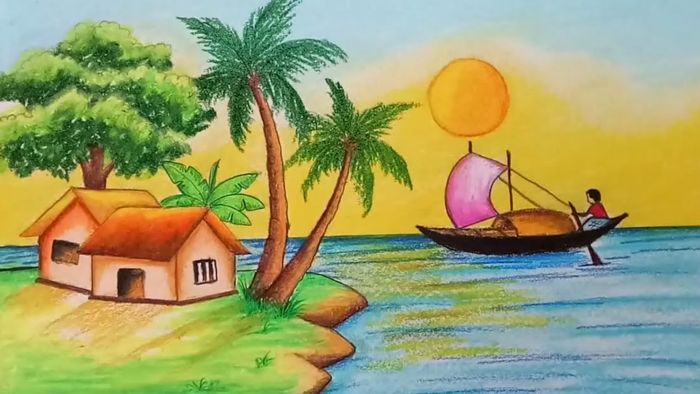 Mẫu hình ảnh vẽ tranh quê hương chất lượng 4k