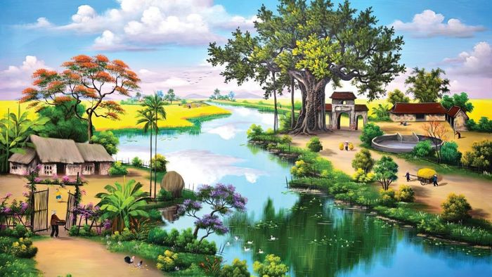 Hình ảnh vẽ tranh quê hương đẹp nhất, đầy cảm xúc