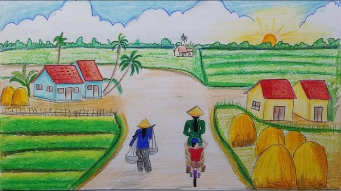 Hình ảnh vẽ tranh quê hương chất lượng 4k đẹp mắt