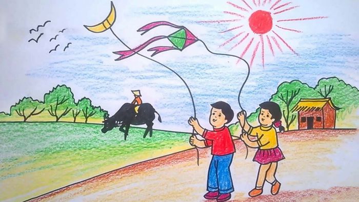 Ảnh vẽ tranh quê hương thân thiện và gần gũi