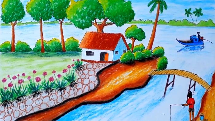 Những hình ảnh vẽ tranh quê hương đẹp và ấn tượng