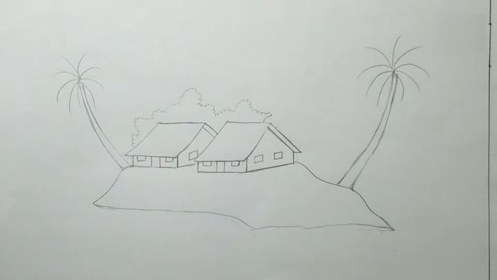 Hướng dẫn chi tiết cách vẽ tranh quê hương đẹp - Bước 1
