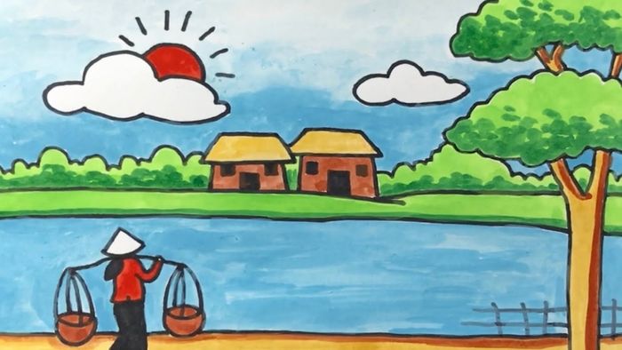 Ảnh vẽ tranh quê hương chất lượng 4k sắc nét