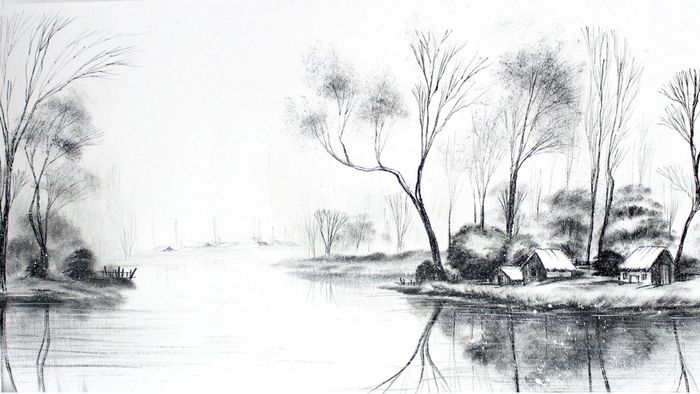 Mẫu hình ảnh vẽ tranh quê hương