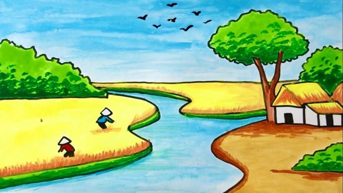 Ảnh vẽ tranh quê hương đẹp mới nhất, độc đáo và ấn tượng