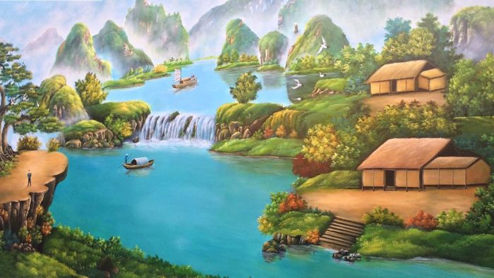 Vẽ tranh quê hương đẹp với phong cách mới nhất