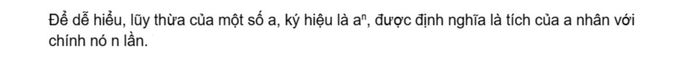 Công thức về lũy thừa.