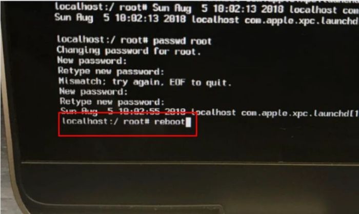 Khởi động lại máy bằng lệnh reboot
