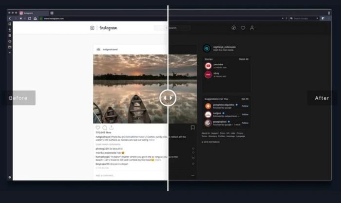 Giao diện chế độ tối trên Instagram hiển thị ra sao?